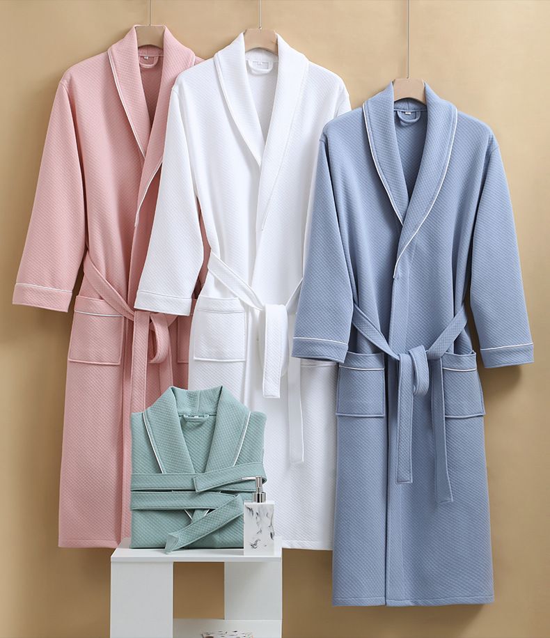 Accappatoio per hotel autunno e inverno quattro stagioni con strato d'aria in cotone, calda camicia da notte per coppia, accappatoio assorbente, accappatoio monopezzo_voghion.com