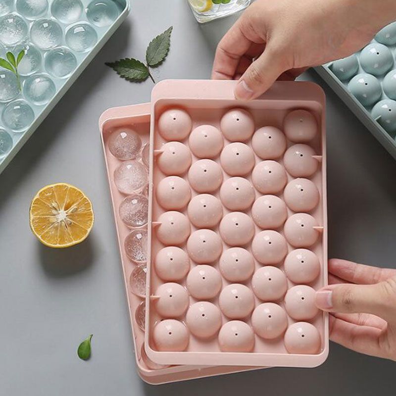 Plastic creatieve ronde ijsblokjesvorm met deksel roostervormen koeler gereedschap mal whisky cocktail koud doe-het-zelf drankje thuis bar feest gebruik_voghion.com