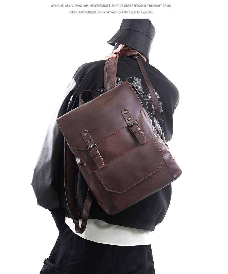 Fashionable Men's And Women's Backpacks Made Of Crazy Horse Leather, Trendy And Large Capacity, Simple Travel Backpack_voghion.com