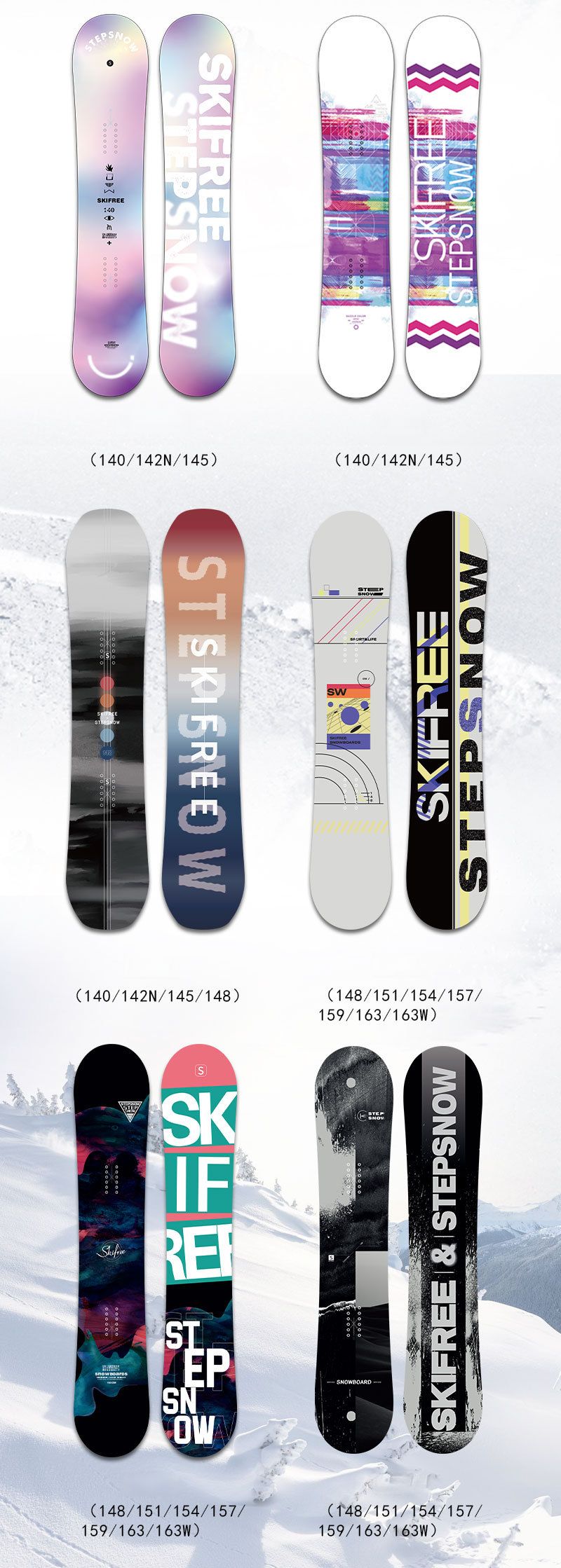 STEPSNOW SKIFREE Tavola Freestyle per Principianti per Uomini e Donne con Attacchi Snow Mountain Snowboard_voghion.com