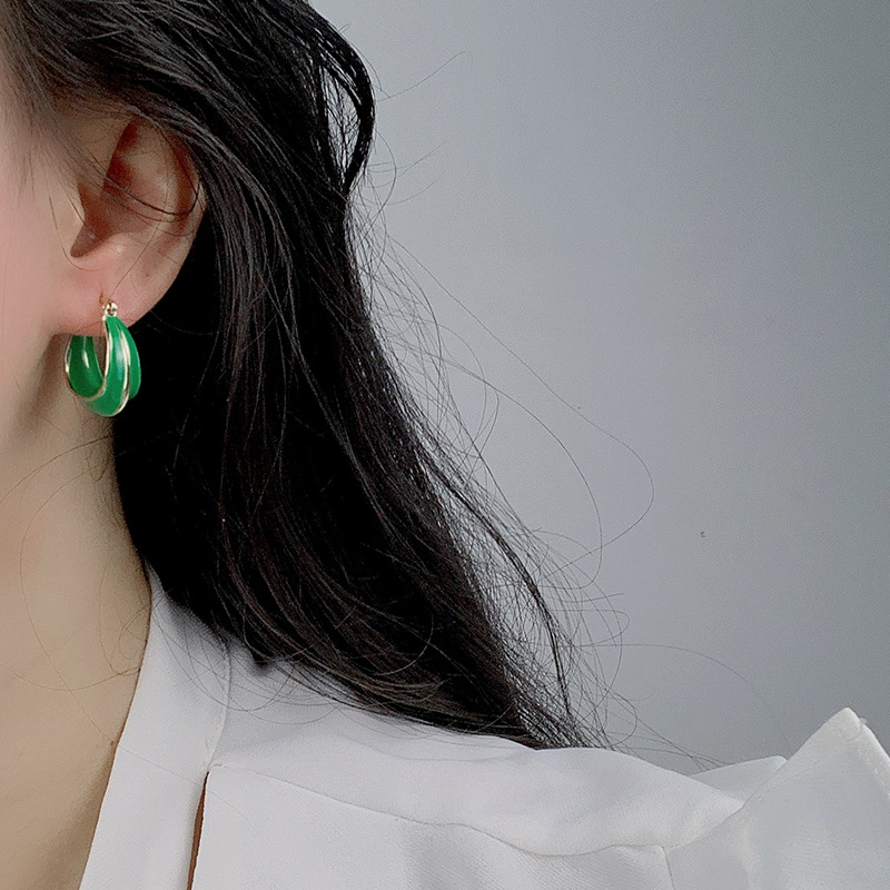 Sier VENUS Sterling Fashion Green Drop Smalto Orecchini irregolari per donna Accessorio per gioielli per feste di Halloween_voghion.com