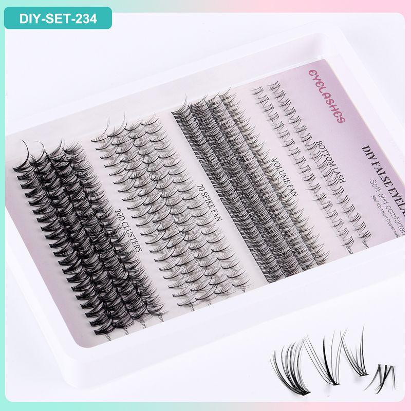 Ensemble de colle à cils segmentée DIY européenne et américaine 404 grappes simples grande capacité livre de cils denses à courbe en D_voghion.com