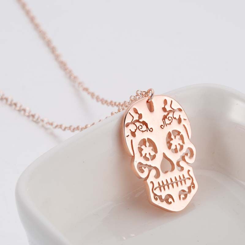 Vintage Horror ausgehöhlte Anhänger Halskette Unisex mexikanischen Schädel Schlüsselbein Kette Ornament Halloween Geschenk_voghion.com