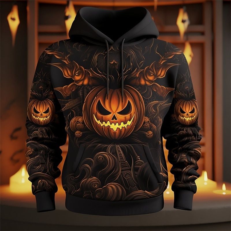 Halloween-Kürbis-Grafik-Hoodie für Herren, verwelkter Baum, 3D-gedrucktes Sweatshirt, Herbst, lässiger Pullover, langärmelige Hoodies, Tops_voghion.com