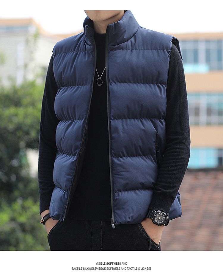 Cross Border Large Size Casual Men's Vest Men's Loose Autumn And Winter Vest Warm Down Cotton Warm Jacket Cotton Clothing_voghion.com