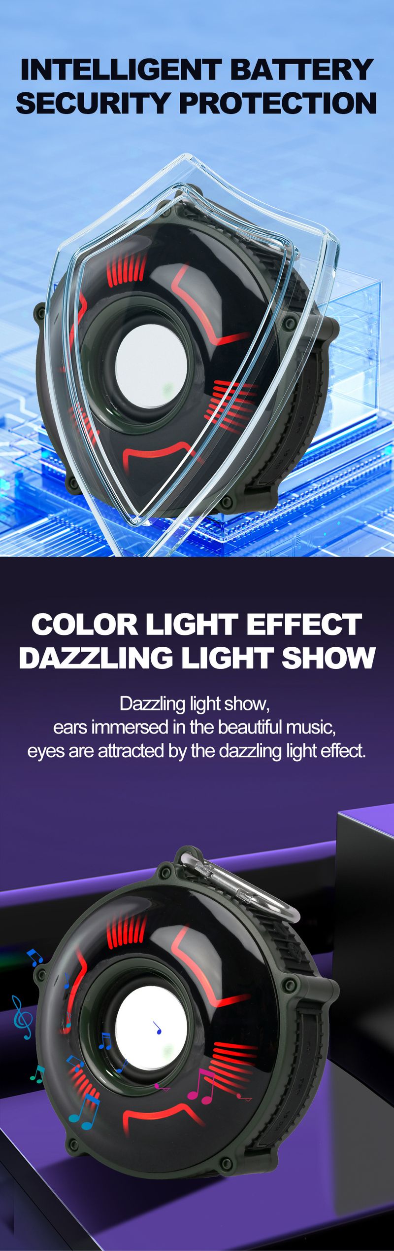 ZQS1223 Surround Sound Symphony Light Ryggsäck Bluetooth Ljud Bärbar Ljud Utomhus_voghion.com