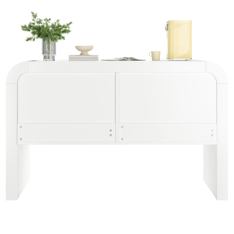 Credenza Weiß Mit Abgerundeter Ecke, Magnetischen Türen, Kippsicherung_voghion.com