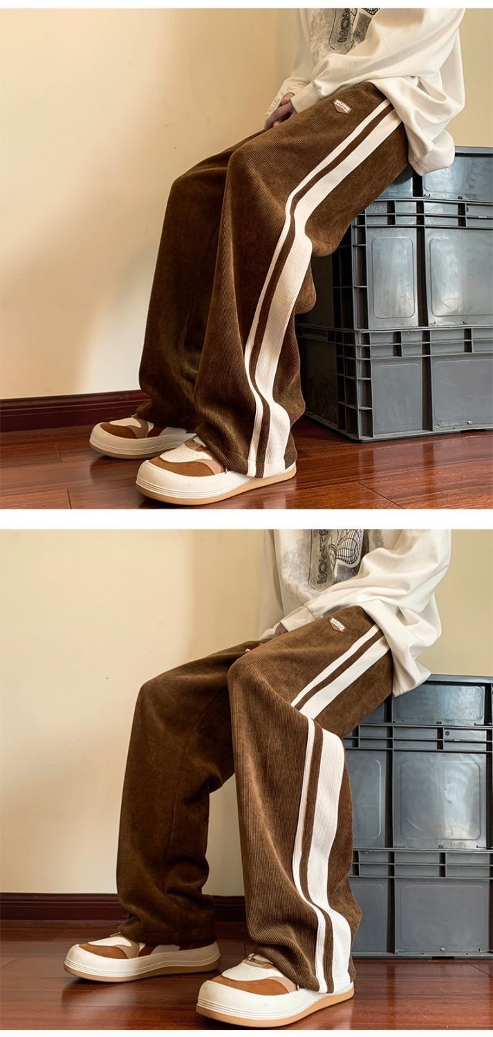 Men's Clothing pants for men, winter plus velvet, Japanese high street fashion brand, drape, loose cuffs, thickened casual pants_voghion.com