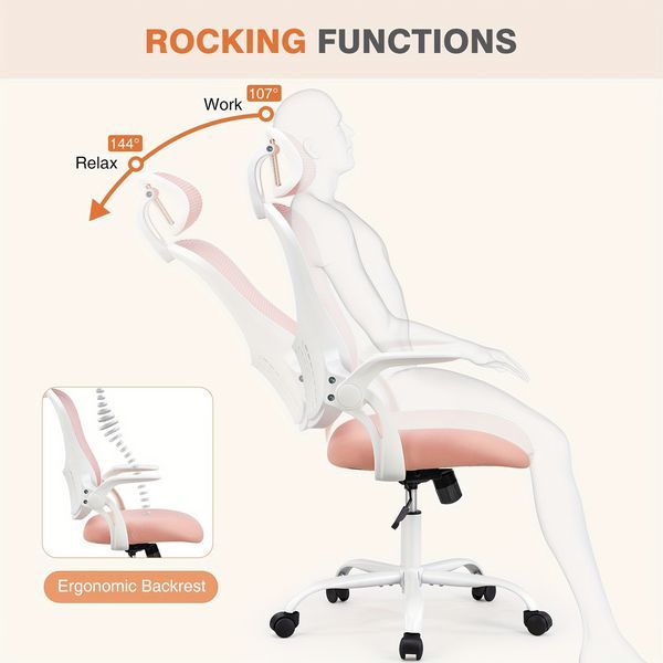 Mesh Ergonomic Office Computer Desk Chair Flip-up Arms Adjustable Headrests Comfortable Lumbar Support For Home Office_voghion.com