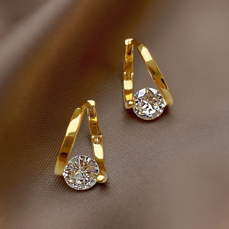 Orecchini coreani di nicchia con zirconi micro intarsiati geometrici alla moda, fibbie per le orecchie, orecchini da donna con temperamento squisito e versatile_voghion.com