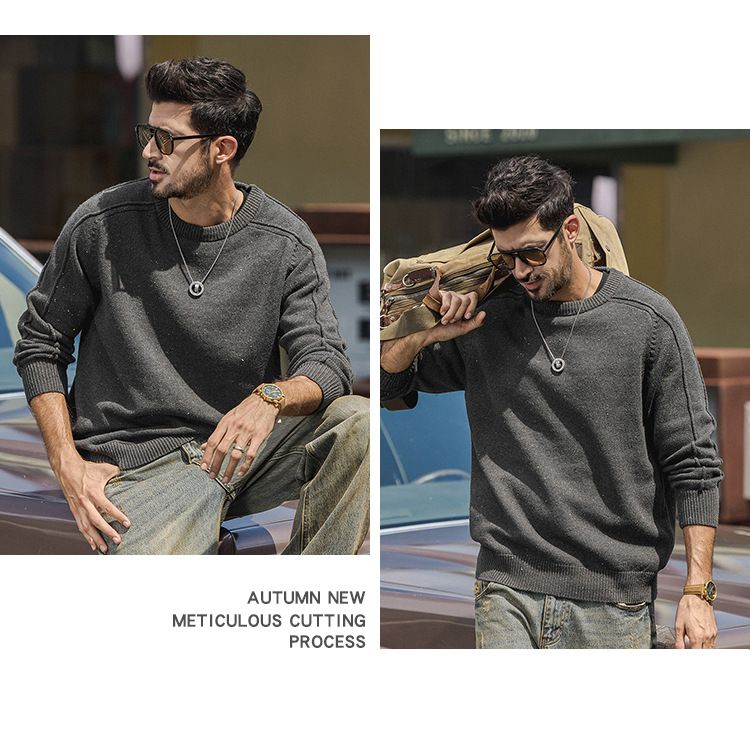 Maglione oversize a righe in maglia – Pullover unisex con trama a onde in morbido misto cotone (S-4XL, color lavanda/carbone/talpa)_voghion.com