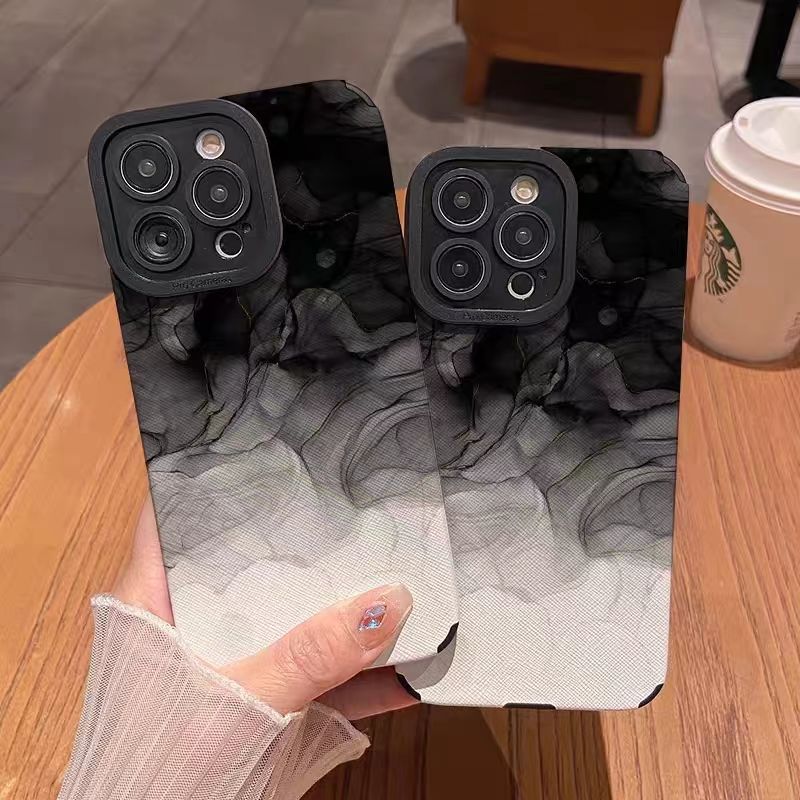 Custodia antiurto a copertura totale per telefono Ink Painting 15/14/13/12/11 a righe per X/Xs Max/7P_voghion.com