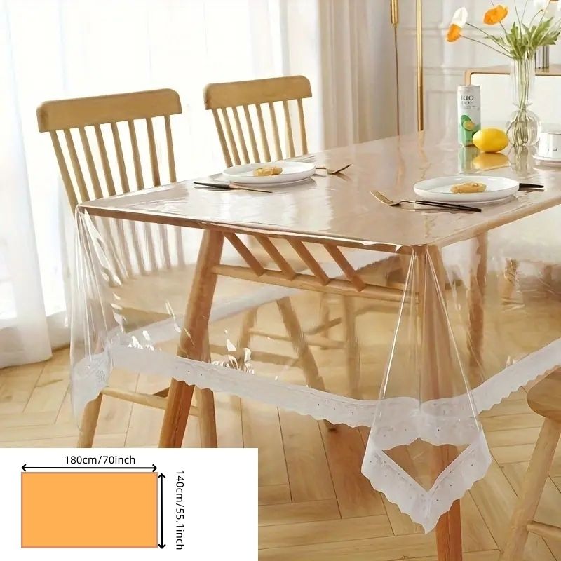 Tischdecke, Dünner Transparenter Kunststoff, Ölfeste Abwischbare Tischdecke Für Esstische, Partys, Camping Geruchlos_voghion.com