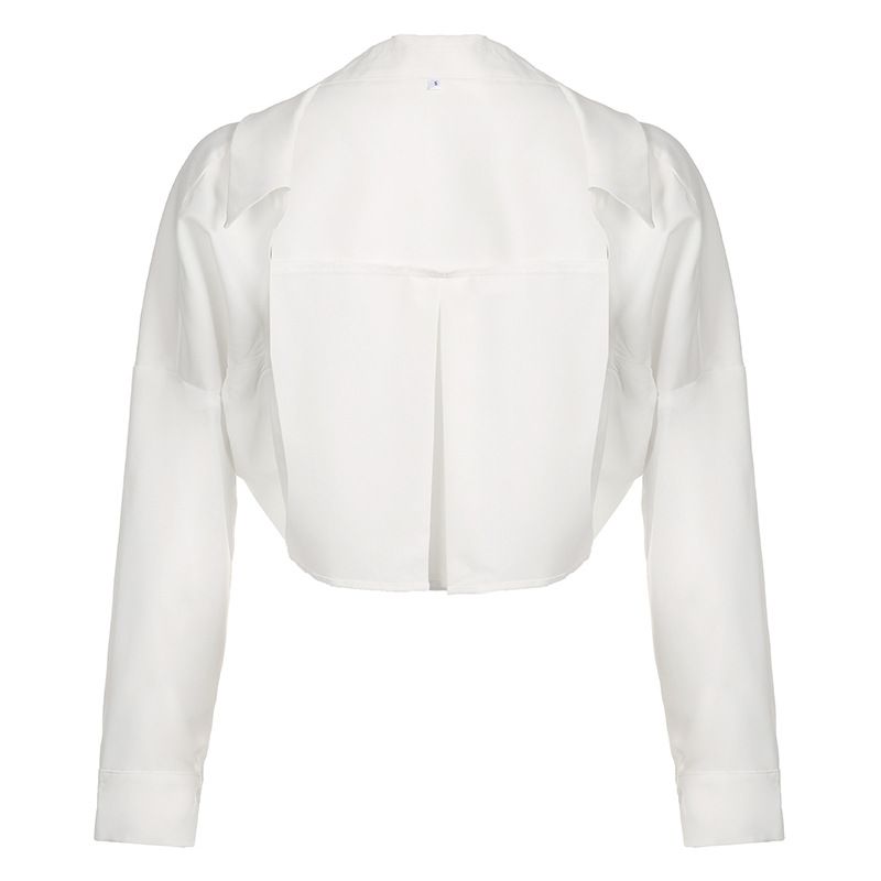 Shirt ultra short shirt sunscreen summer new solid color loose basic versatile cover up small jacket_voghion.com