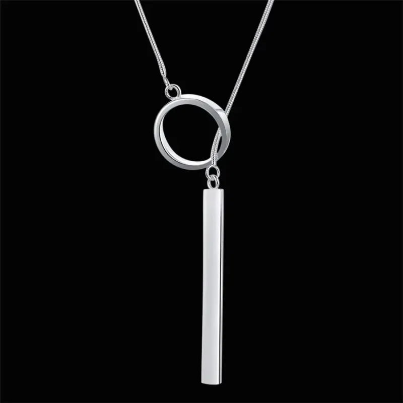 Collier en argent sterling 925, bijou pour femme, pendentif circulaire créatif de 45 cm (18 pouces), cadeau de Noël tendance._voghion.com