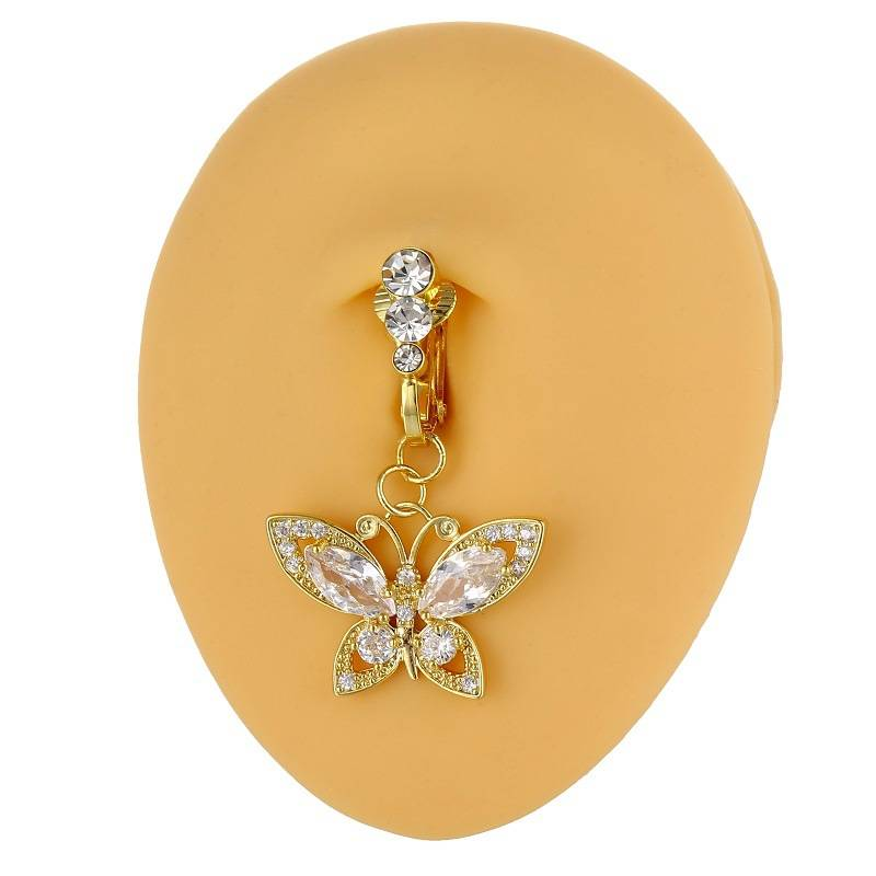 Anello per ombelico per donna Design alla moda a forma di farfalla Anelli per ombelico alla moda sexy Gioielli penetranti in acciaio inossidabile_voghion.com