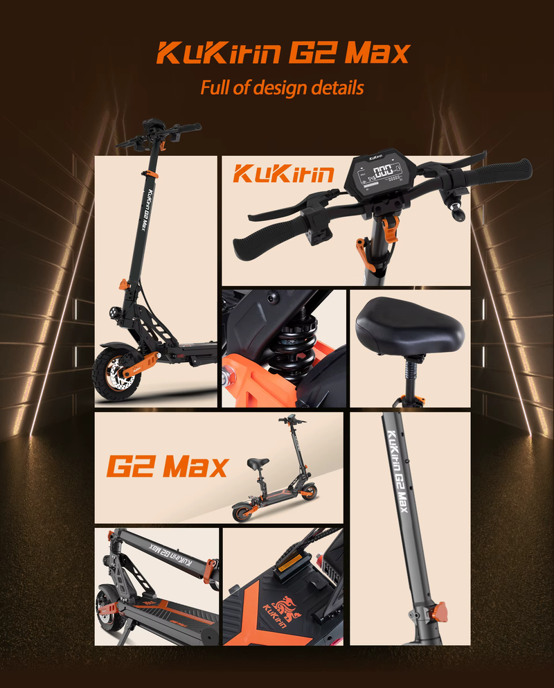 Monopattino elettrico Kukirin G2 MAX 1000W Motore 48V 20Ah Pneumatico fuoristrada da 10 pollici Velocità massima 55 km/h Monopattino elettrico con autonomia di 80 km_voghion.com