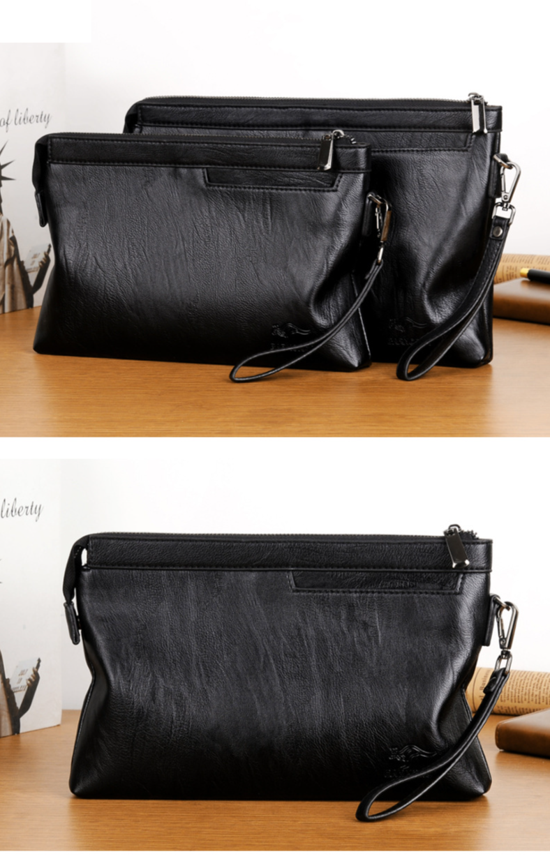Herre ClutchBag håndledstaske Konvoluttaske med stor kapacitet Herre blødt læder Casual taske underarm Clip Bag_voghion.com
