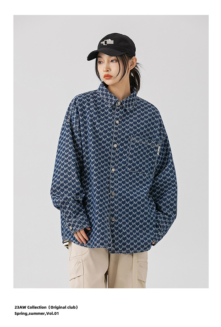 Abbigliamento uomo retrò autunno nuovo camicia a maniche lunghe giacca coppia camicia in denim jacquard alla moda_voghion.com