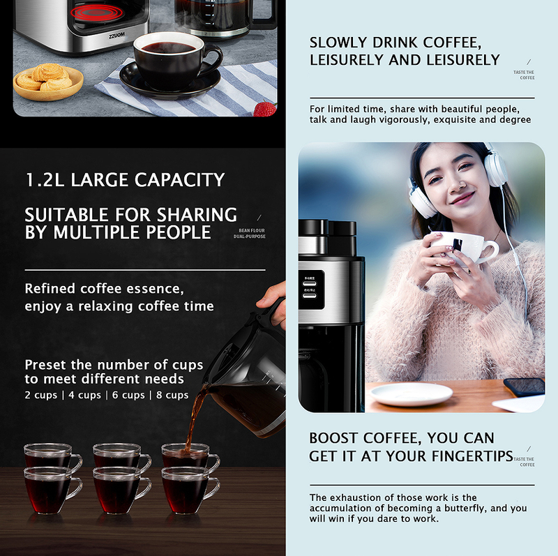 PSC08B Italian Drip Coffee Machine 1200W Drip Coffee Cups10pc Automatic Shutdown, Keeps Warm For 4h Americano Espresso, Smart Home Coffee, Commercial_voghion.com