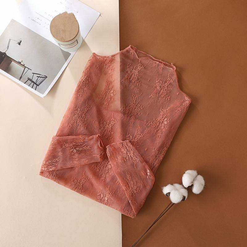 Women's Clothing New High End Lace Bottoming Shirt For Women In Spring And Autumn Tight Long Sleeved Mesh Tops Sexy Inner Shirt_voghion.com
