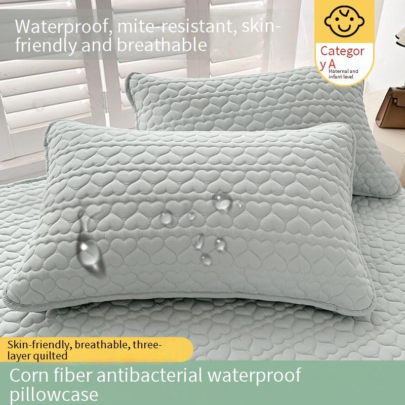 Quilted Waterproof Pillowcase Type A 48x74 Pillowcase One Pair Household Waterproof Single Pillow Core Liner Isolation Layer_voghion.com