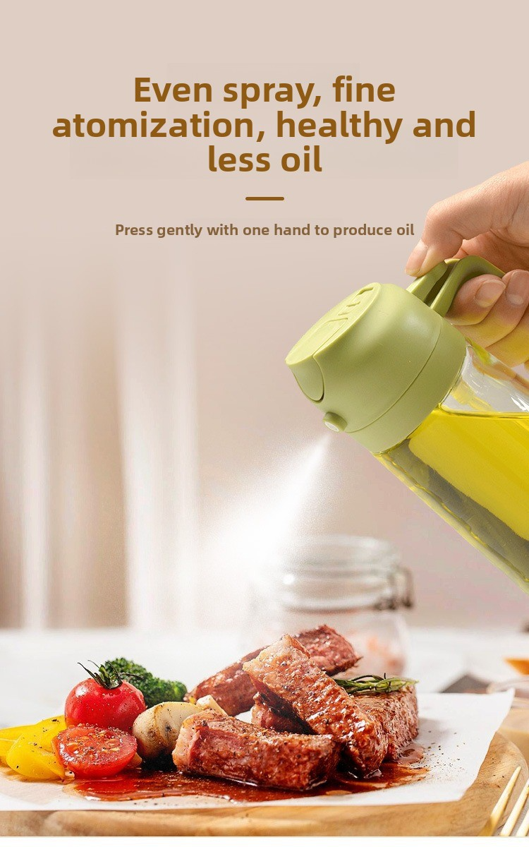 Heavy-Duty Spray & Pour Oil Dispenser - 500ml Glass Bottle With Dual Function (Misting & Pouring Ergonomic Handle BPA-Free Kitchen Essential)_voghion.com