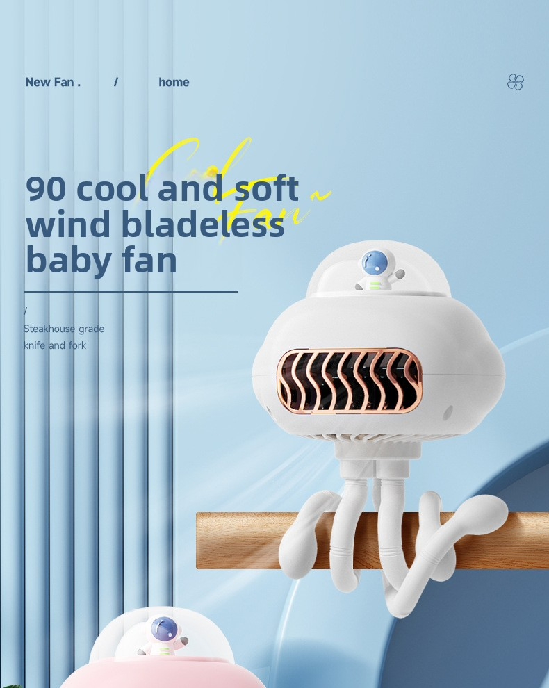 Octopus Clip-on Stroller Fan - Mini USB Rechargeable Fan For Baby Carriage Outdoor & Dorm Use Safe & Portable_voghion.com