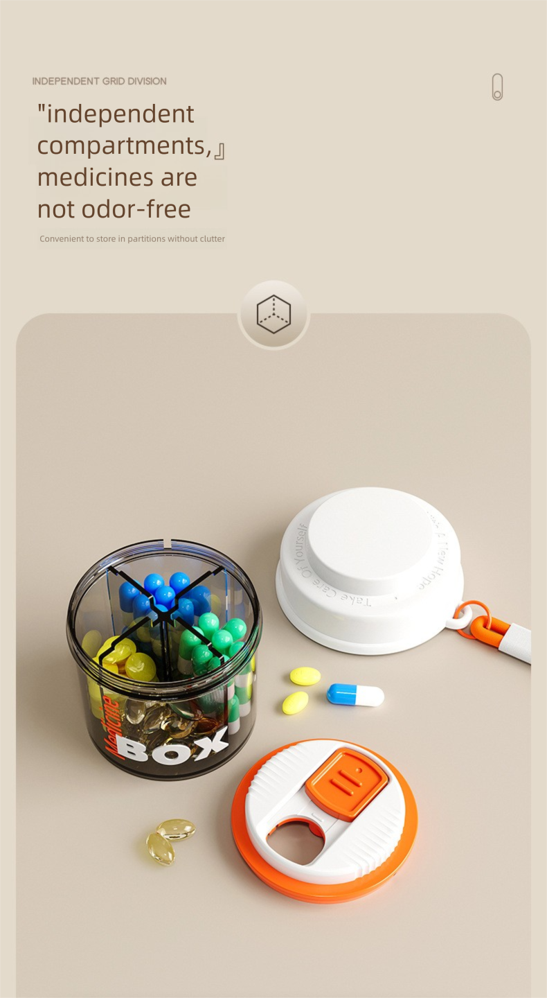 Cross-border Hot-selling Compartment Portable Pill Box, Travel Carry-on, Mini Multifunctional Divided Medicine Case Storage._voghion.com