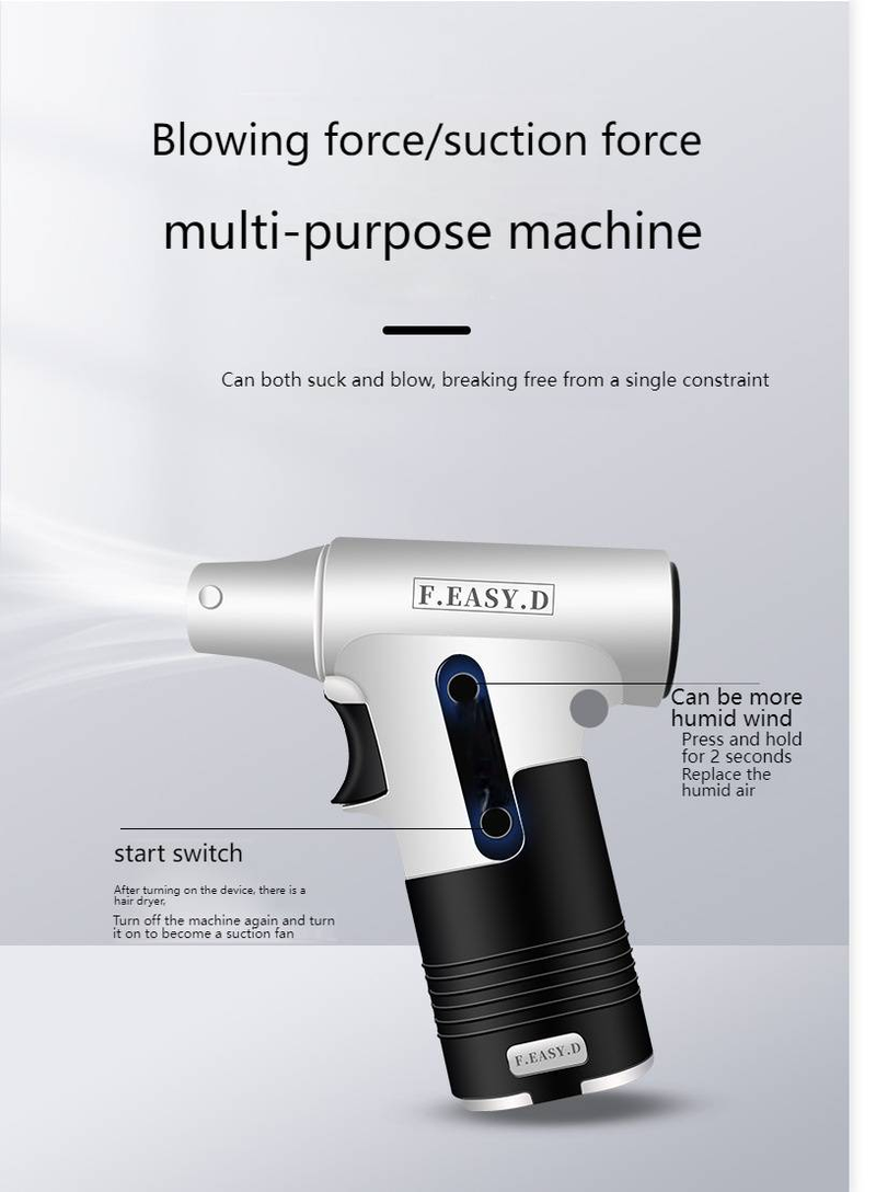 13W RPM Powerful Cordless Handheld Blower & Vacuum, 1800Pa Suction, 5V Rechargeable, Mini Turbo Fan For Car & Home Cleaning_voghion.com