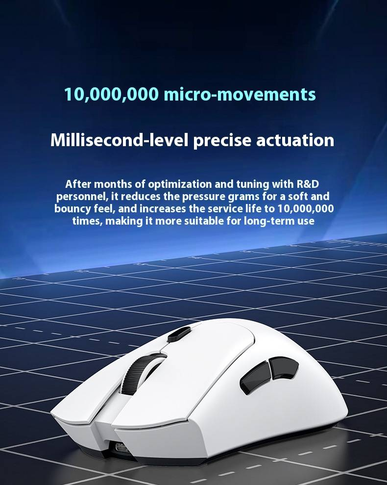 Gaming Mouse - 4000 DPI, 6 Programmable Buttons, 2.4G Wireless & Wired, Ergonomic Design, RGB Lighting (Black/White/Red/Blue/Gradient Colors)_voghion.com