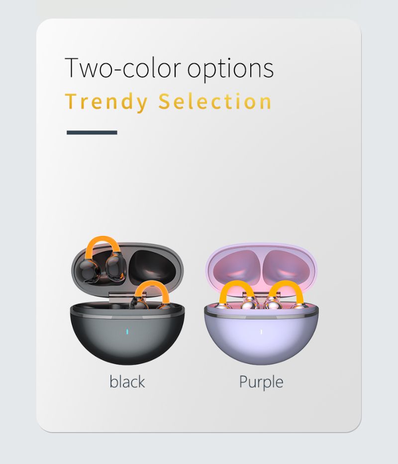 D3 Luminous Ear Clip Bluetooth Earphones Night Running Warning Fluorescent Light Orange Outdoor Safety Sports Wireless Dual Ear Open Type_voghion.com