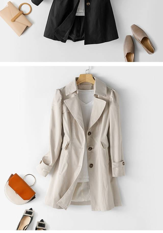 Women's Long Trench Coat Slim Fit Casual Jacket Loose Style Plus Size Spring Autumn Outerwear_voghion.com