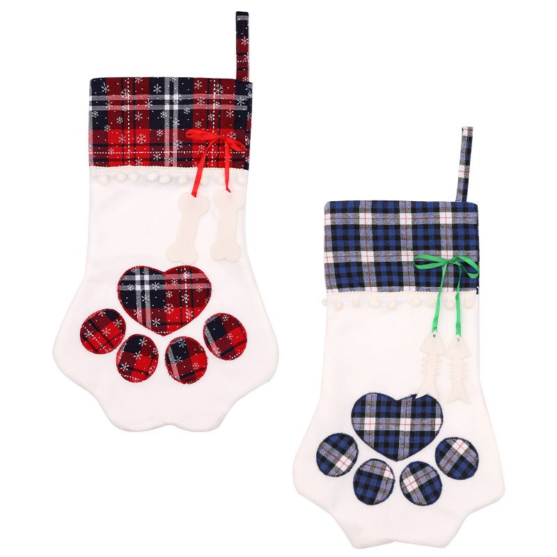 CozyPaws - Appendi calze natalizie a forma di osso di cane e zampa di gatto per decorazioni natalizie_voghion.com