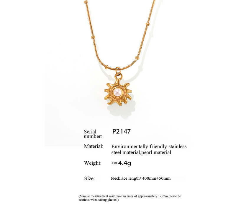 Fangtang Empress Dowager's Temperament, Sunflower Shell Bead Collarbone Necklace, Women's Stainless Steel Non Fading Jewelry_voghion.com