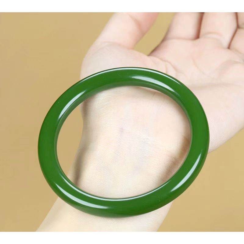 Hurtowa, ręcznie robiona okrągła bransoletka z jadeitu w stylu Tanxi z Xinjiang, z zielonkawym odcieniem i brzęczącym dźwiękiem. Łańcuszek na rękę._voghion.com