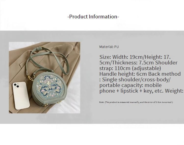 Women's Crossbody Bag, New Style, Embroidered Handbag, High End New Chinese Fashion Small Round Bag._voghion.com