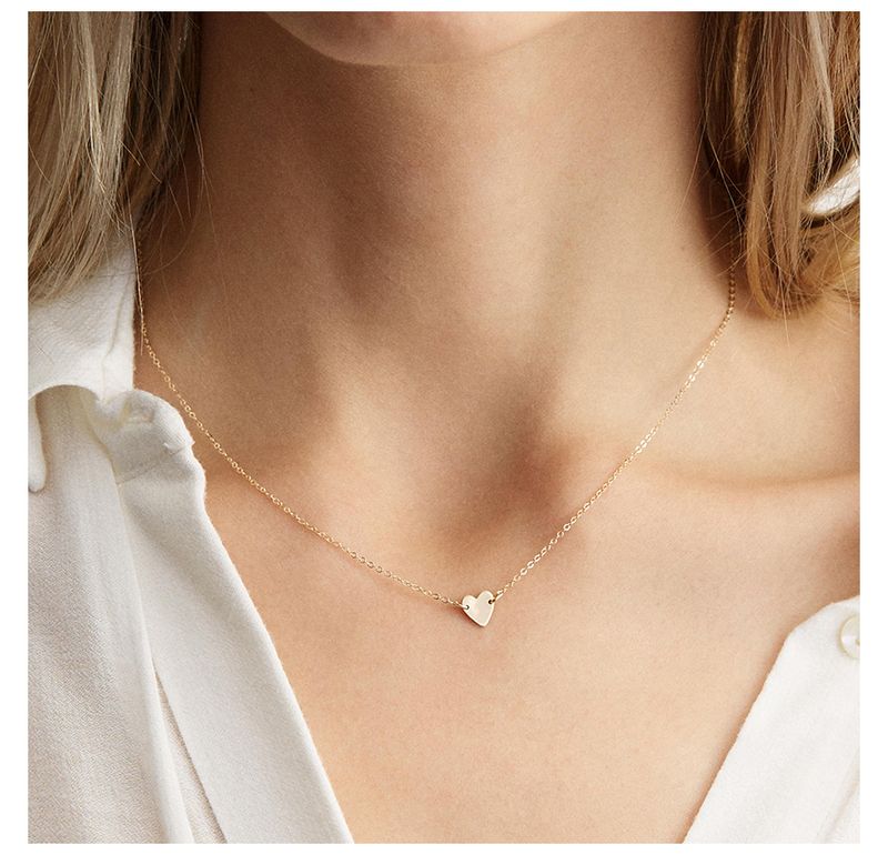 Hot sales eManco LOVE Initial Stainless Steel Choker For Women Heart Necklace delicate short chain Valentine's gift_voghion.com