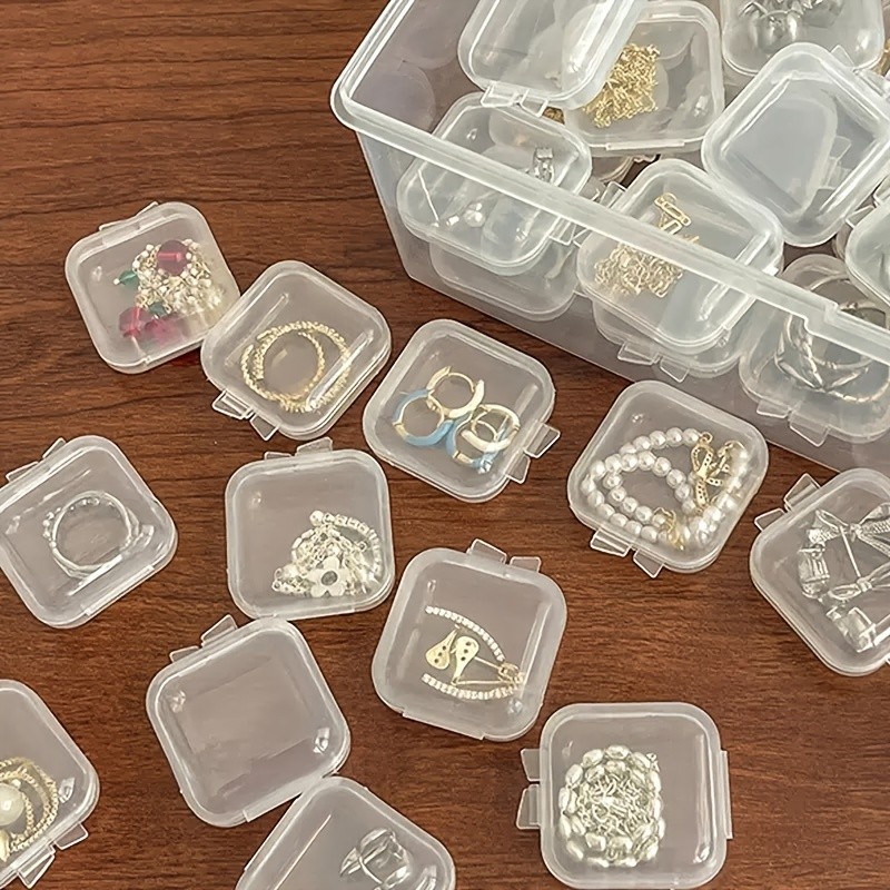 Boîte de rangement en plastique transparent avec couvercle pour bijoux, boucles d'oreilles et colliers, 20/40 pièces - Organisez et protégez vos objets de valeur_voghion.com