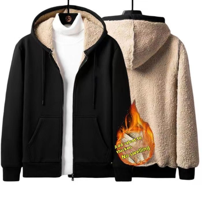 Conjunto casual de dos piezas de lana de cordero estilo occidental y engrosado para otoño e invierno, chaqueta con cremallera, ropa deportiva para hombre 12_voghion.com
