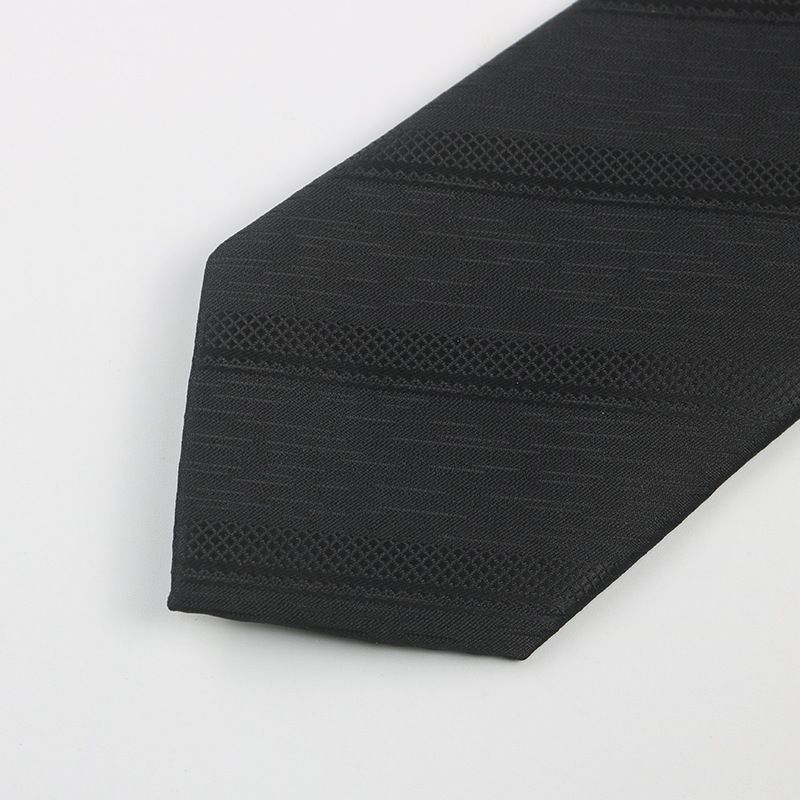 Black Patterned For Men Business Gentleman Shirt Professional Formal High-end Jacquard 8cm Striped Hand-tied Tie_voghion.com