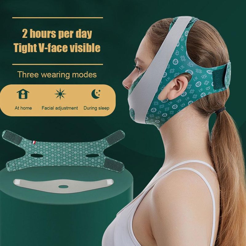 Vendaje facial ajustable en forma de V, cinturón de elevación, reduce la papada, esculpe el rostro, mascarilla para dormir, herramienta para el cuidado facial, cintas de estiramiento facial_voghion.com