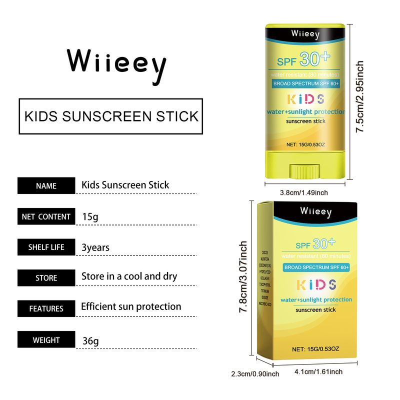 Wieey 15g SPF30+ Crema Solare Stick per Bambini Rinfrescante per la Pelle Antiossidante Controllo del Sebo Protezione Estiva UV Stick Solare Impermeabile_voghion.com