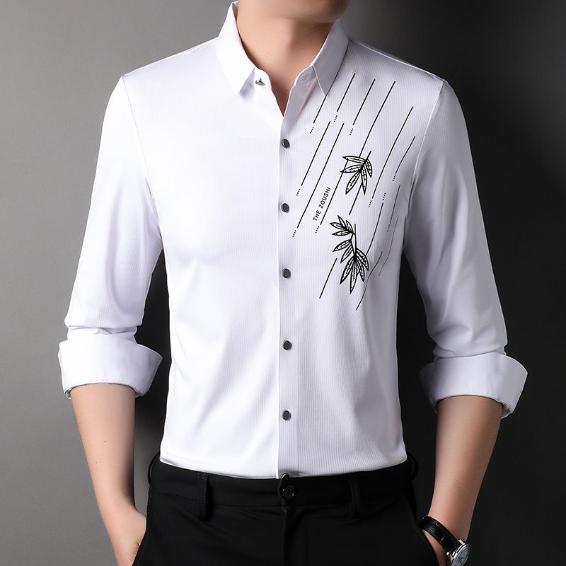 Yu Xian Clothing Άνοιξη και Φθινόπωρο Μακρυμάνικο T-shirt χωρίς ίχνη POLO υψηλής ποιότητας πουκάμισο με φερμουάρ, ανδρικό τοπ_voghion.com