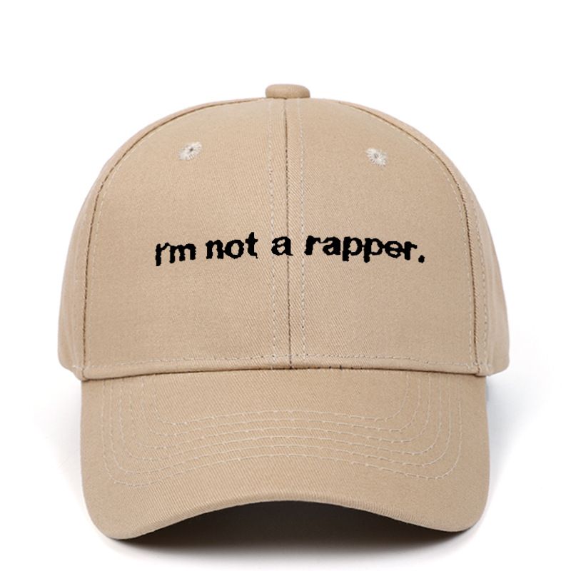 Unisex bavlněná čepice s výšivkou a nápisem „I'm not a rapper“ pro muže a ženy. Letní outdoorová sportovní čepice._voghion.com