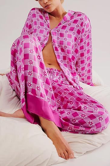 Pantaloni a maniche lunghe stampati in raso di seta da donna, abiti da casa, abiti da due pezzi, abiti da casa da donna_voghion.com