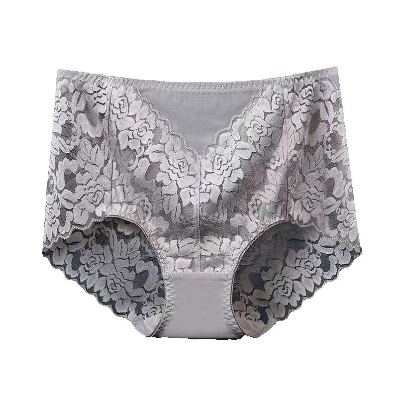 2025d Women's Sexy Seamless High-Waist Tummy Control Hip-Lifting Cotton Crotch Comfortable Breathable Plus Size Lace Panties_voghion.com