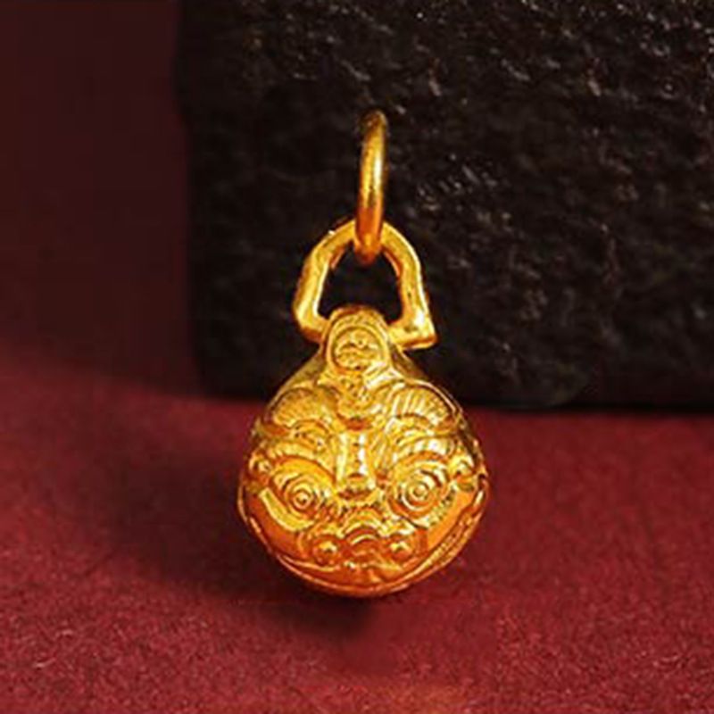 Sand gold drive monster pendant ancient heritage carving pendant bracelet brass gold plated magic Bell accessories jewelry_voghion.com