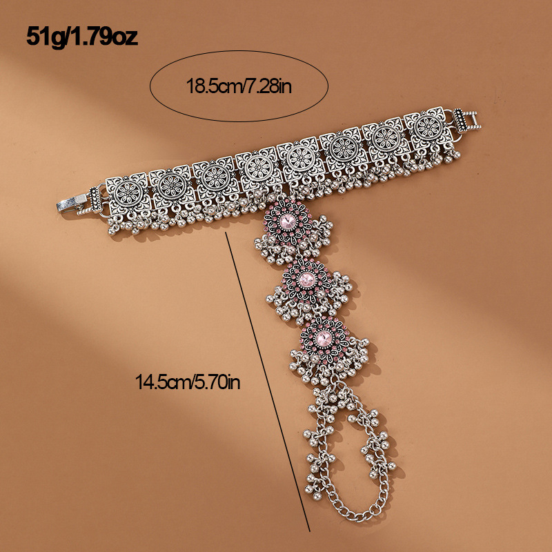 Set di gioielli con anello femminile in stile etnico semplice personalizzato con bracciale in argento antico personalizzato_voghion.com