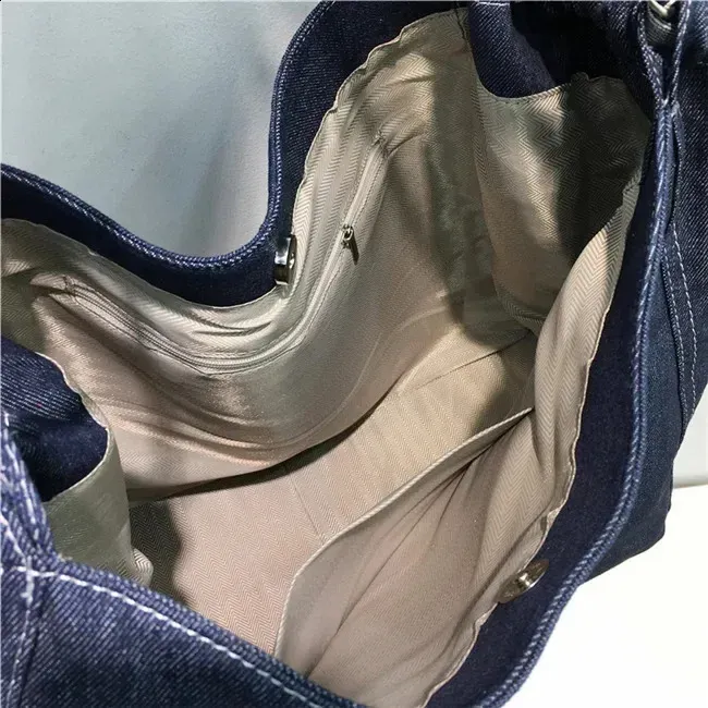 Borsa a tracolla grande in tela di jeans calda per donna, borsa a tracolla alla moda coreana -_voghion.com